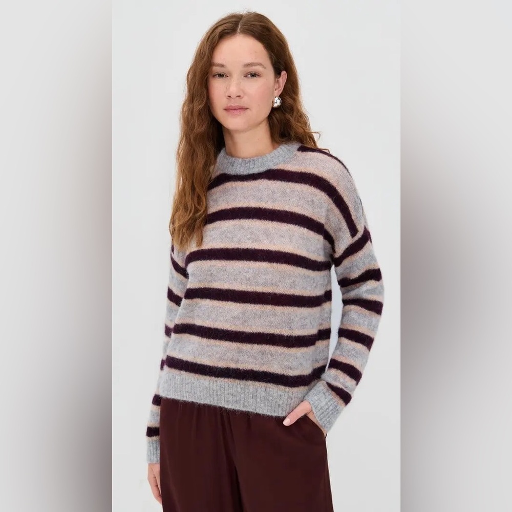 NWOT Madewell Striped Alpaca Blend Sweater Italian Yarn Gray Size M